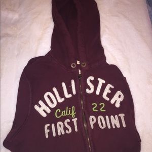 Hollister Maroon ZIP up hoodie
